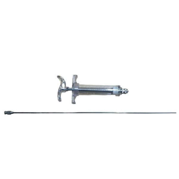 High-quality 20ml plastic steel syringe with a long steel tip for Aiptasia or feeding applications.