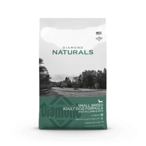 Diamond Naturals Small Breed Adult Dog Formula Rich in Lamb and Rice Dry Dog Food package featuring high-quality ingredients.
