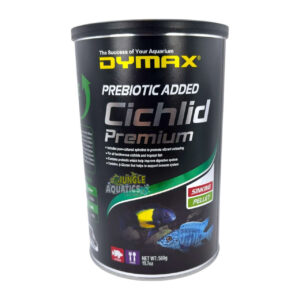 Dymax Cichlid Premium - Sinking pellets for herbivorous cichlids and large tropical fish, 560g can.