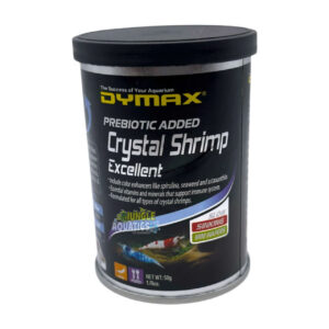 Dymax Crystal Shrimp Excellent 50g premium food for crystal and cherry shrimp in a canister.