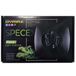 Dymax SpaceX Flora Light box showcasing features for optimal aquatic plant growth and smart control functions.