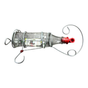 Elaine's Birding Nectar Feeder with a metal wire frame designed for easy hanging and feeding wild birds.
