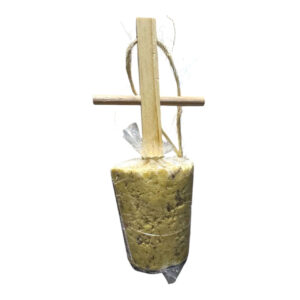 Elaine's Birding Suet Pops, a protein-rich treat for wild birds with built-in perches, ready for feeding.