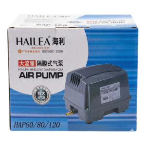 Hailea HAP High Performance Air Pump packaging showcasing the reliable diaphragm air pump for aquatic use.