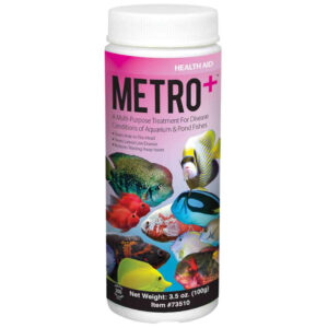 Hikari Metro Plus powdered formula for treating lateral line and hole-in-the-head diseases in fishes.