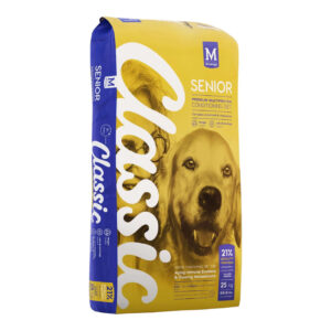 Montego Classic Senior Dog Food 25kg bag featuring premium nutrition for senior dogs.