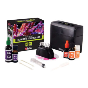 Red Sea Nutrients Algae Control Test Kit with test bottles and color comparator for accurate Nitrate and Phosphate measurement.