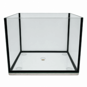 TANK ONLY - White Vinyl with Black Silicone glass aquarium with clear sides and black silicone accents.
