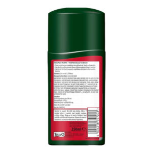 Tetra Pond MediFin 250ml bottle back view, multi-purpose fish disease remedy for ornamental ponds.