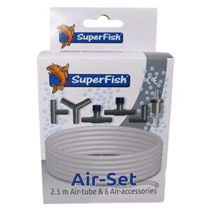 Air-Set Airline Tubing kit with 2.5m tubing and 6 accessories, ideal for aquarium aeration by SuperFish.