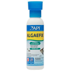 API AlgaeFix bottle for controlling algae growth in freshwater aquariums, keeping them clean and clear.