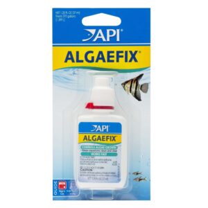 API AlgaeFix bottle for controlling algae growth in freshwater aquariums, designed to keep aquariums clean and clear.