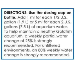 Directions for using API Goldfish Protect dosing cap for maintaining a healthy goldfish aquarium.