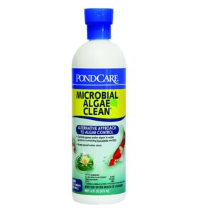 API Microbial Pond Algae Clean bottle, effective algae control for koi and goldfish ponds with live plants.