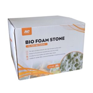 Aqua Clean Bio Foam Stone 30L packaging, eco-friendly filter media for aquariums, enhances biological filtration efficiency.