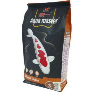 Aqua Master Koi Food Wheat Germ package designed for enhanced digestion and Shiroji whitening of Koi fish.