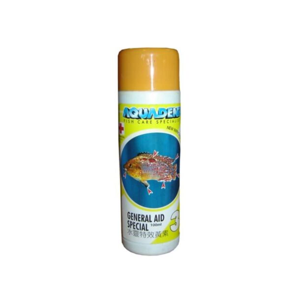 Aquadene General Aid Special No 3, 100ml fish medicine for treating common fish diseases like ich and fin rot.