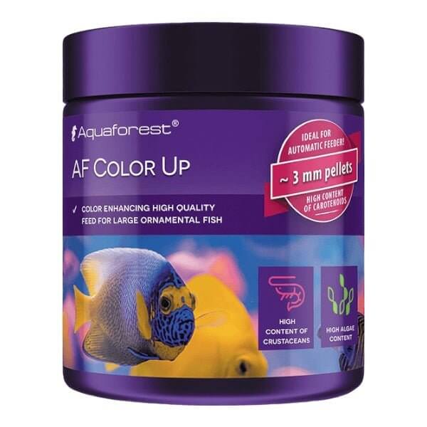 Aquaforest AF Color Up 100g container for ornamental fish food, rich in protein and carotenoids for enhanced coloration.