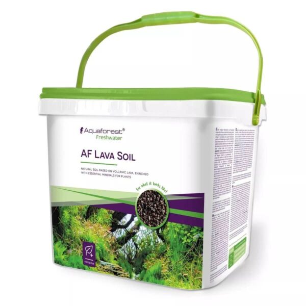 Aquaforest AF Lava Soil 5L packaging, enriched volcanic substrate for freshwater plants, promotes root growth and beneficial bacteria.