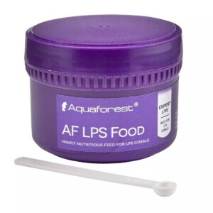 Aquaforest AF LPS Food 30g container with measuring spoon, nutritious feed for LPS corals, ideal for marine aquarium care.