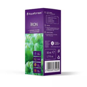Aquaforest Iron 50ml bottle for reef aquariums, enhancing coral color and respiration capabilities.