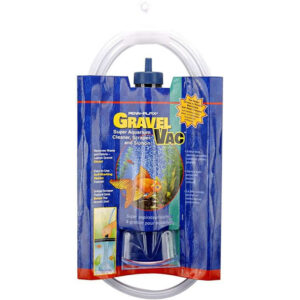 Aquarium gravel vacuum cleaner and siphon for easy tank maintenance, removing waste and debris without disturbing gravel.