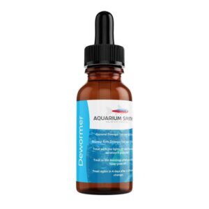 Aquarium Smiths Fish Dewormer Treatment bottle with dropper for parasite control in aquariums.