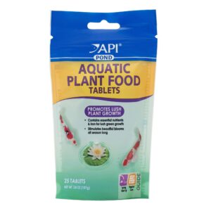 API Pond Aquatic Plant Food Tablets packaging, promoting lush plant growth and blooms for pond plants.