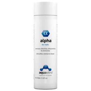 Aquavitro Alpha 350ml bottle, effective conditioner for aquariums, removes chlorine, chloramines, ammonia & detoxifies nitrite.