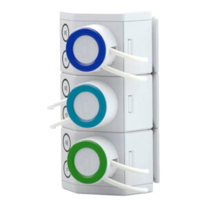 AquaVitro Sentia Dose Primary Unit with three doser heads in blue, green, and white for modular aquarium dosing control.