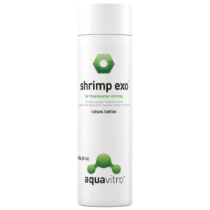 Aquavitro Shrimp exo 150ml bottle for freshwater shrimp, raises iodide and replicates ideal aquatic environment.