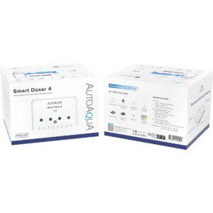 AutoAqua Smart Doser 4 Dosing Pump packaging with specifications and features displayed.