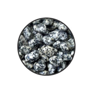 Black and white speckled pebbles for aquarium gravel, ideal for creating a natural tank bottom.