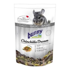 Bunny Nature Chinchilla Dream Basic bag featuring high-quality, non-GMO ingredients for healthy chinchillas with 42 diverse plants.