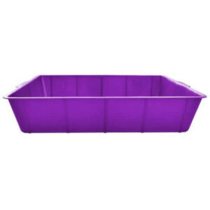 Purple cat litter tray designed for functionality and style, perfect for integrating into home decor.