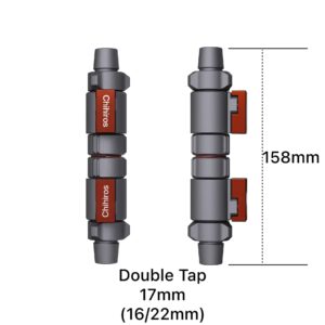 Chihiros Double Tap Quick Connector diagram showing dimensions and design for aquarium hoses.