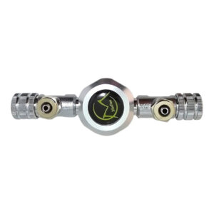 CO2 splitter with dual outlets for aquariums, designed for efficient CO2 distribution to multiple tanks.