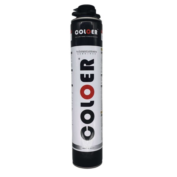 Coloer Hardscape PU Foam 900ml spray can for landscaping and rock wall repair, featuring a black and white design.