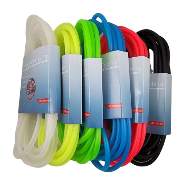 Colored airline and dosing tubing in six vibrant colors for aquariums, 4/6mm diameter and 3 meters long.