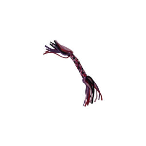 Braided cotton dog toy in red and black, perfect for chewing and tug-of-war play for medium to large dogs.
