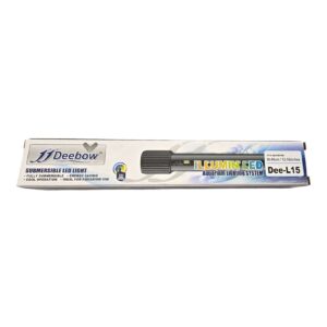 Deebow Submersible LED Aquarium Light Dee-L15 packaging showcasing energy-saving design and color modes for aquatic use.