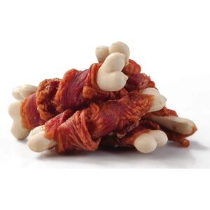 Dog Fest Calcium Bones with Duck, chewy bone treats wrapped in duck, perfect for dogs’ health and enjoyment.