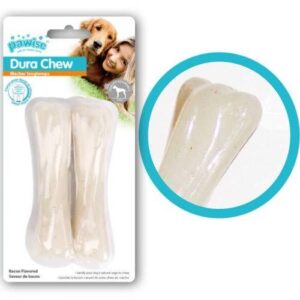 Dura Chews chicken flavor bones pack for dogs, long-lasting chew toy to satisfy powerful chewers and promote dental health.