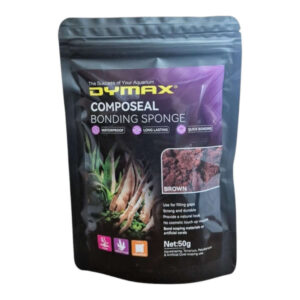 Dymax Composeal Bonding Sponge 50g packaging for waterproof, quick-bonding aquascaping and terrarium use.