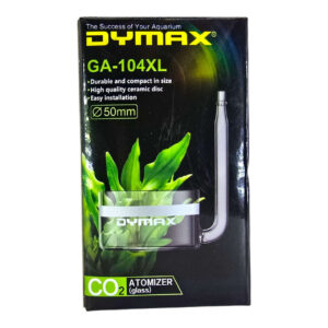 Dymax GA-104XL CO2 Glass Atomizer packaging, showcasing durable design and ceramic disc for aquarium use.