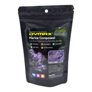 Dymax Marine Composeal Purple 25g packaging, featuring a coral bonding compound for aquascaping, waterproof and durable.