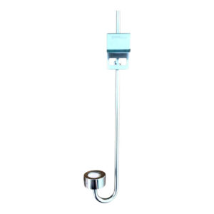 Dymax stainless steel pipe holder features durable clip-on design for secure mounting of air pipes.