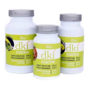Easy Reefs DKI Marine Fish Food Pellets in three container sizes=