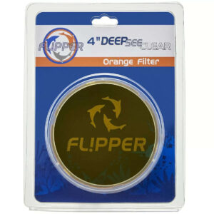 Flipper Orange Filter Lens for DeepSee Clear 4" Magnified Viewer packaging, enhancing coral colors and optimal magnification.