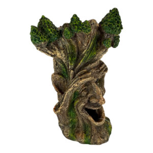 Hands Up Tree Monster Aquarium Ornament with a whimsical tree face and vibrant green foliage.